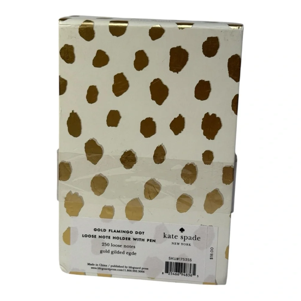 kate spade new york Gold Flamingo Dot Loose Note Holder NEW (no pen)